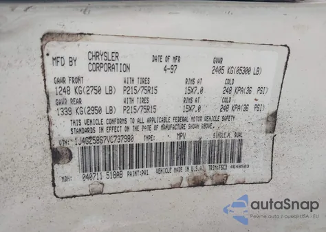 1997 Jeep Grand Cherokee Laredo/Tsi z USA, uszkodzony, nr VIN 1J4GZ58S7VC737980